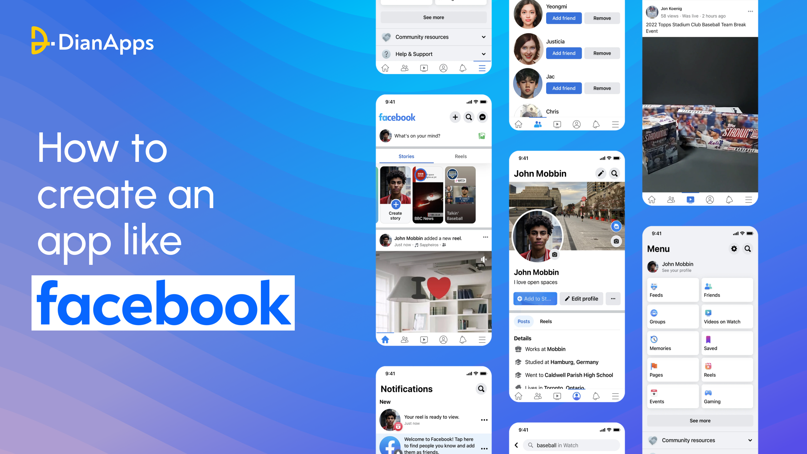 how to Create an app like Facebook