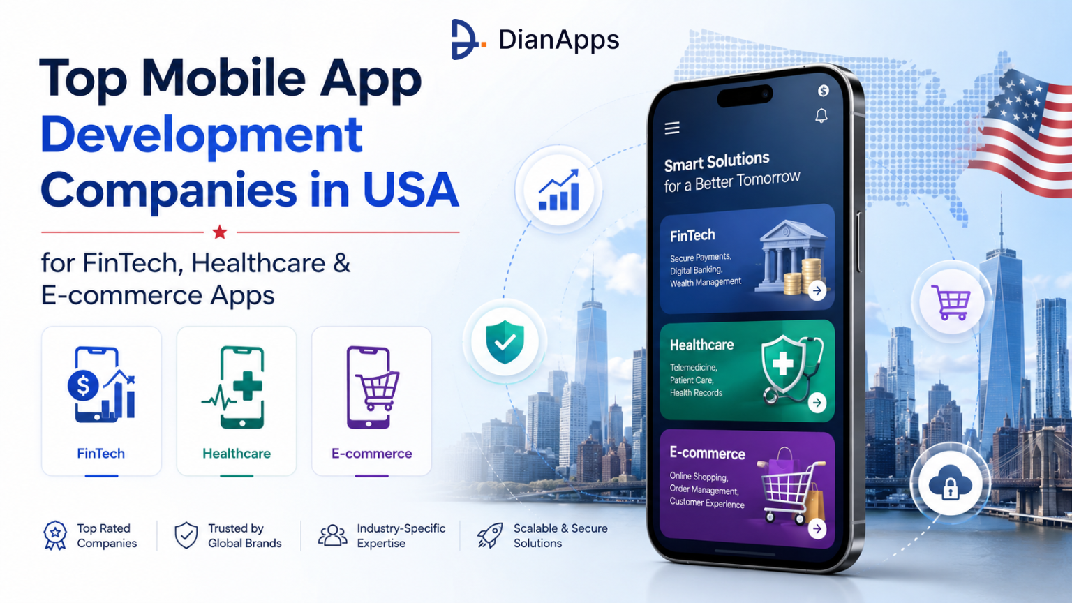 Top Mobile App Development Companies in USA for FinTech, Healthcare & E-commerce Apps
